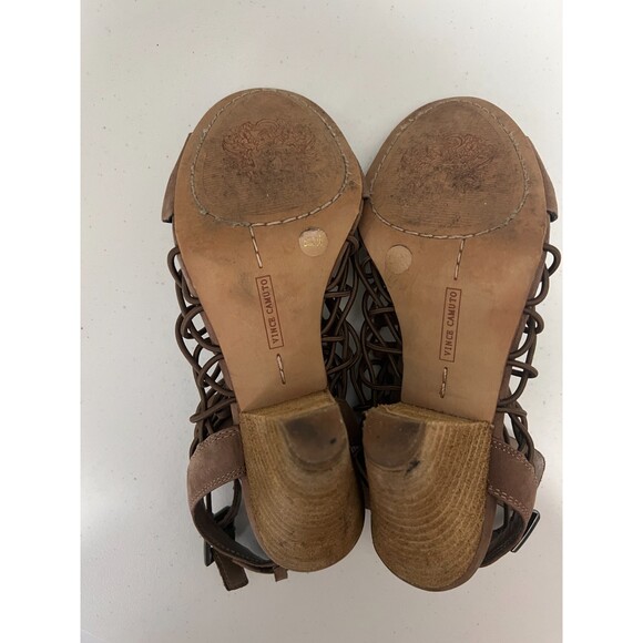 Vince Camuto Women’s Evel Taupe Leather Caged Gladiator Open Toe Sandals Size 6 - Picture 7 of 11